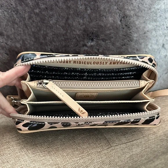 Consuela Black and Tan Leopard Wristlet - Picture 3 of 5